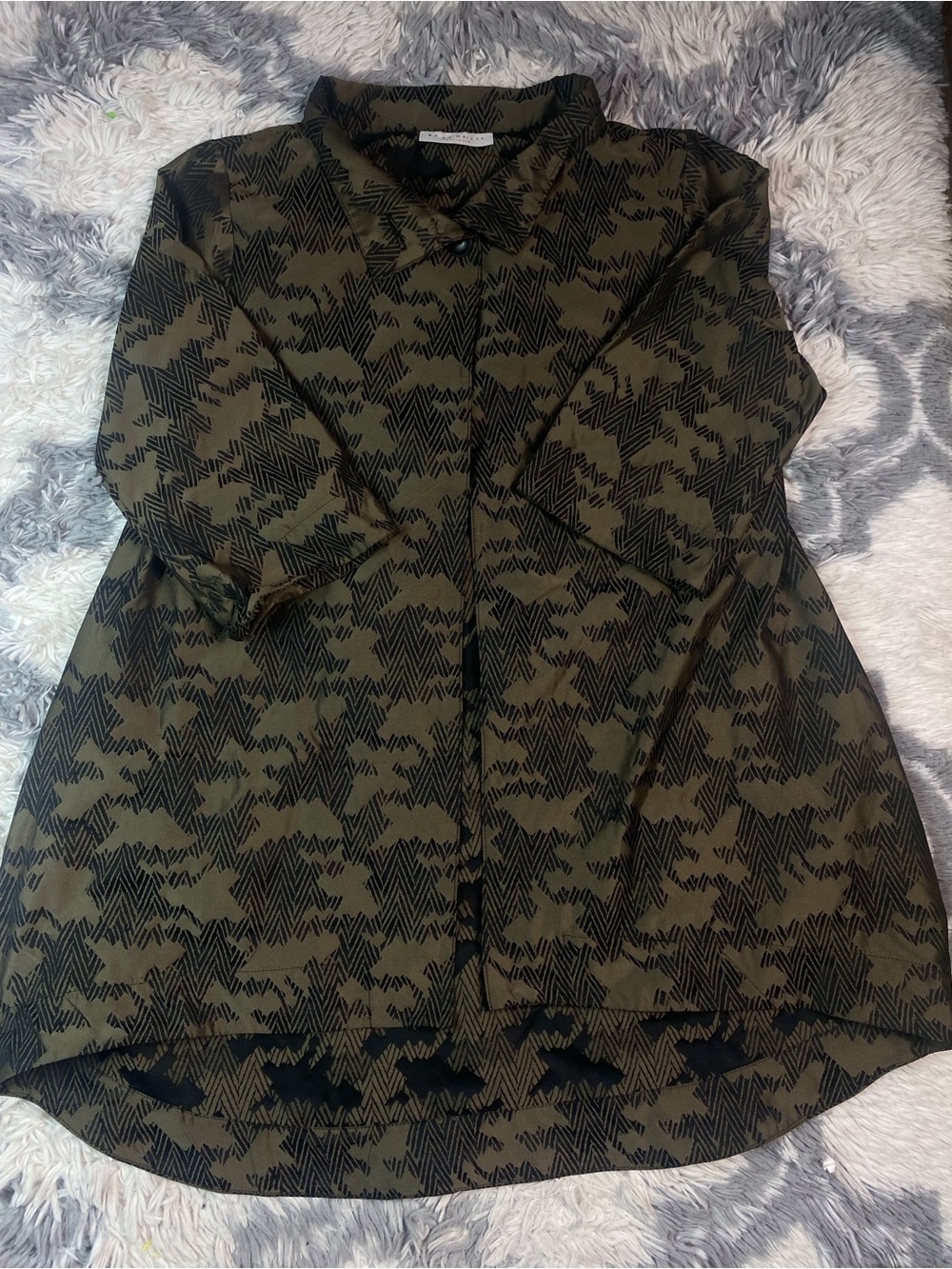 Bryn Walker Yael Memory Crunch Jacquard Geo Print Mandarin Collar Jacket S